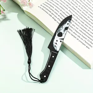 1 pc Gothic Dagger Bookmark with Black Tassel - Perfect for horror fans, Halloween decorations, and birthday gifts, Halloween decorations | Gothic Dagger design | Detailed engraving, bookmark
