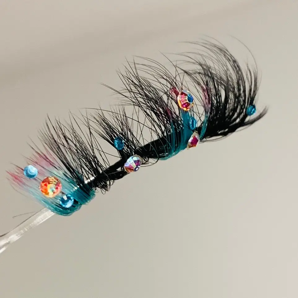 Carnival Lashes - 25mm Faux Mink & Rhinestone Decal in Bold Blue