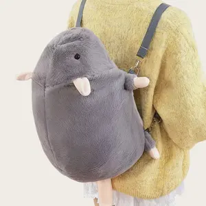 Cute Mouse Doll Plush Backpack - Oversized Flower Branch Rat Stuffed Toy | Soft Cartoon Animal Kids Birthday Gift