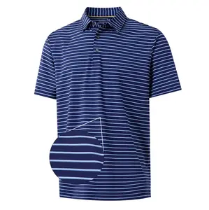 M MAEL Popular Yarn Dyed Stripe Polo Men's Golf Striped Short Sleeve Polo Shirts Performance Comfortable Casual Outdoor Top Men's Clothing