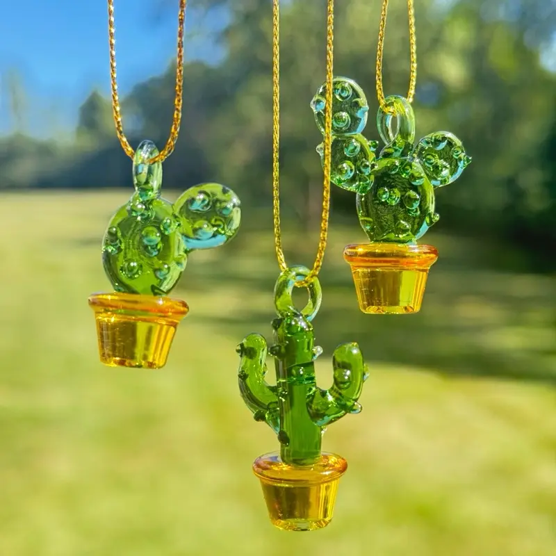 Handmade mini glass cactus flower Glass Cactus, handmade glass potted plants, mini glass succulent, fused glass succulent, cactus ornaments