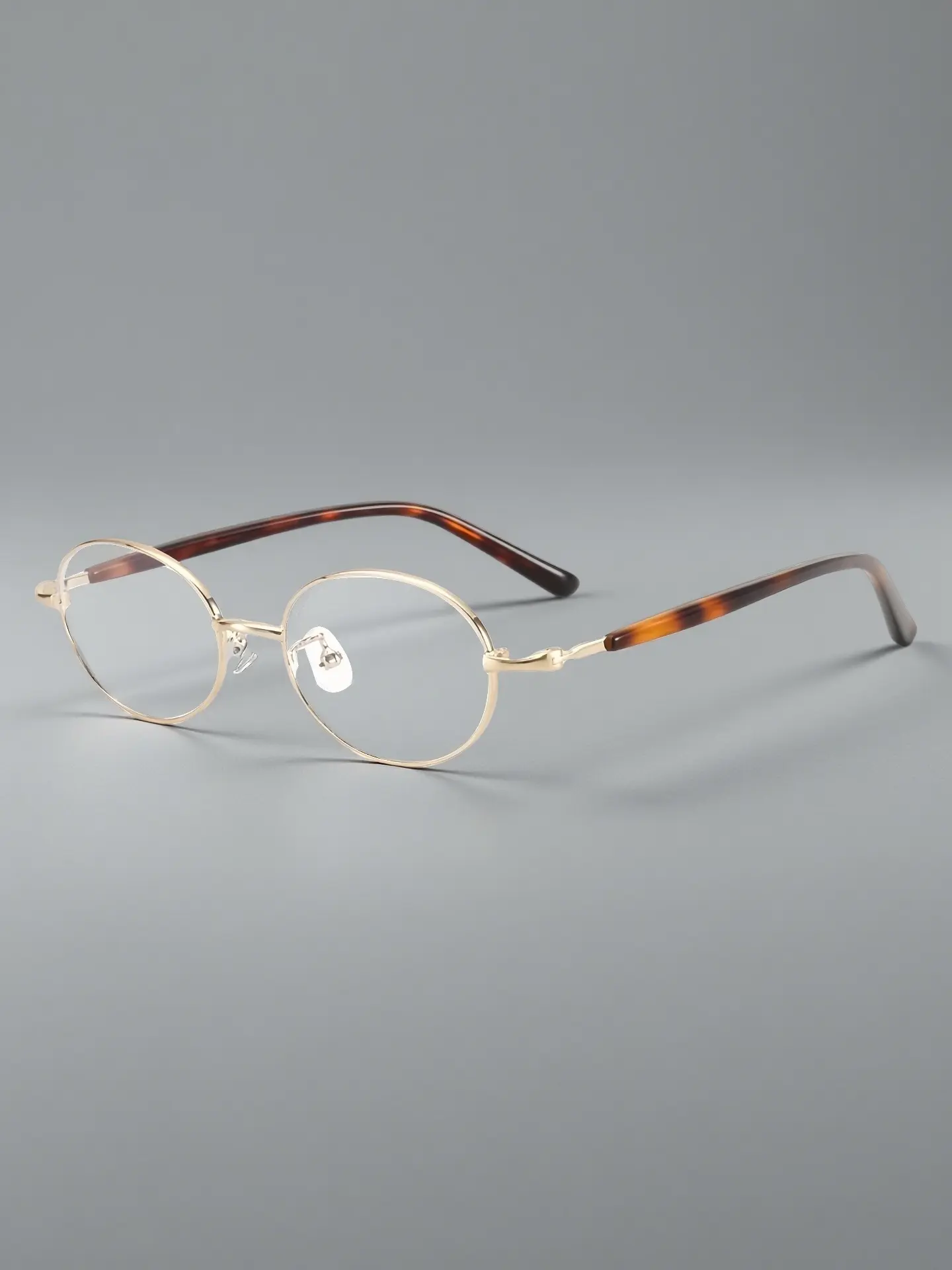 Caterside Metal Frame Retro Oval Glasses, Unisex Light Blocking Eyewear, Casual Style, All Seasons, Perfect Gift