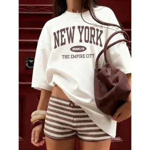 New York Brooklyn Empire City Graphic Tee Women Oversized Streetwear T Shirt Soft Cotton Crewneck Casual Summer Outfit Trendy Y2K Aesthetic