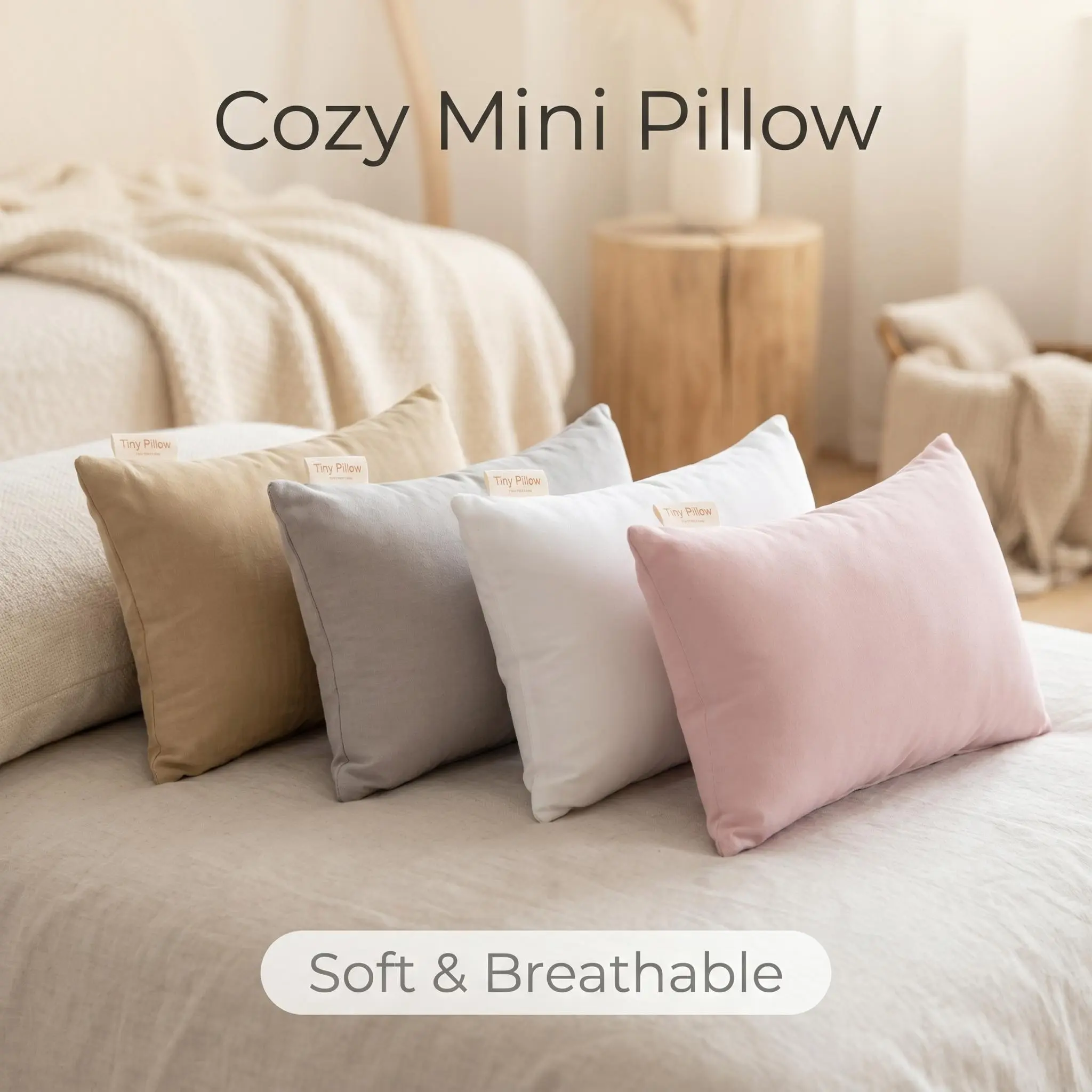 Bedsum Soft Tiny Pillows, Down Alternative Mini Pillow for Travel, Office, Bed, Pet - Small Microfiber Support Pillow for Neck, Knee, Lumbar, Wrist, Machine Washable, Christmas Gift
