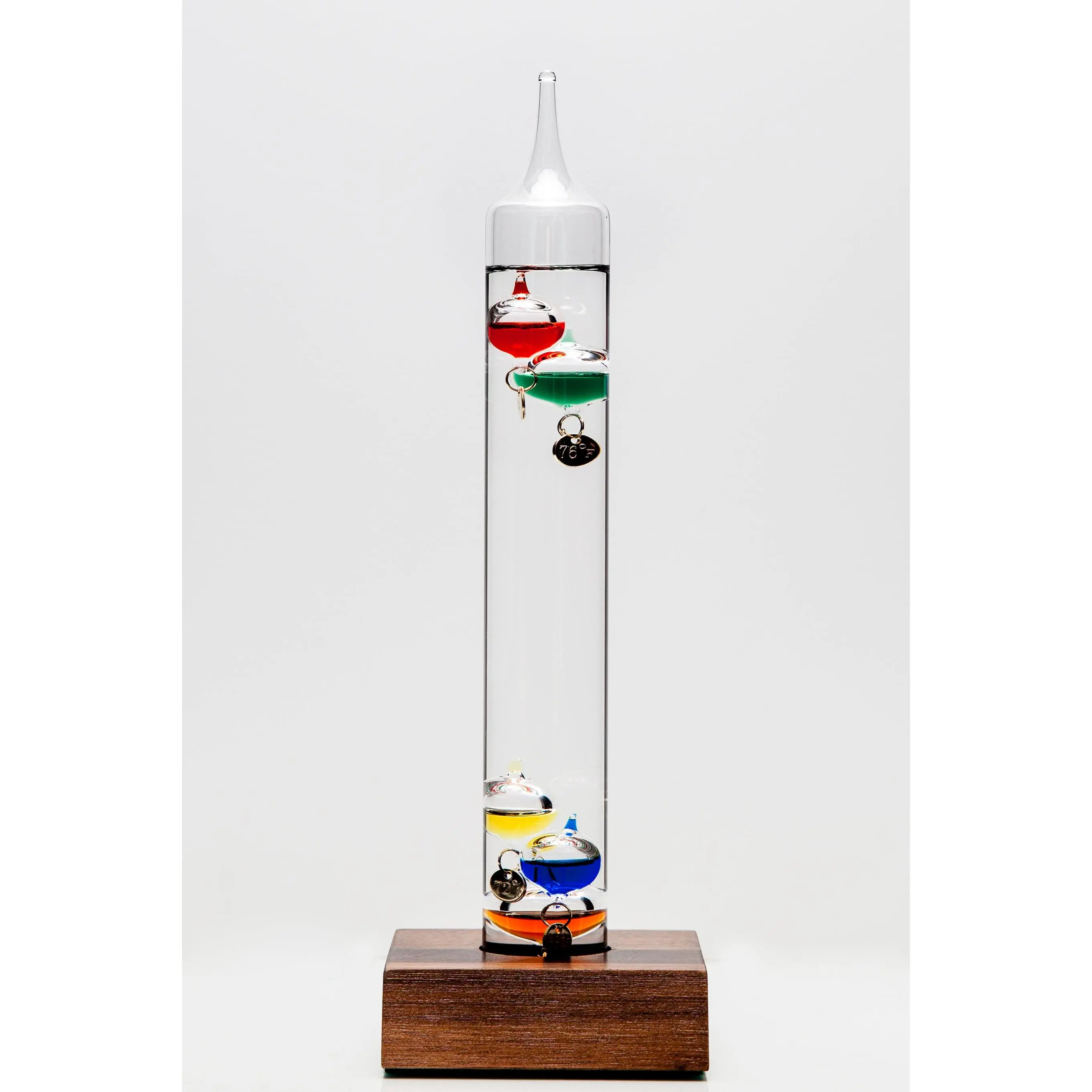 11" Tall Galileo Thermometer With Wooden Base