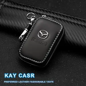 Car Key Signal Blocking Bag, PU Leather Anti-Theft Key Holder Case, Compatible with Mazda Models Cx-3, Cx-5, Axela, Atenza, Demio