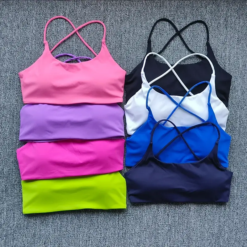 running bra Sexy Women Cross Strap Sports Bra Push Up Sport Bra Top Yoga Gym Crop Top Brassiere Fitness Top Sport Breathable Beauty Back Bra