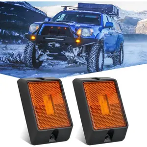Nilight Side Marker Light 2PCS Square 3LED Amber Front Rear Indicator Clearance Lights Reflective Lens Surface Mounted Waterproof for 12V Truck Trailer Boat RV