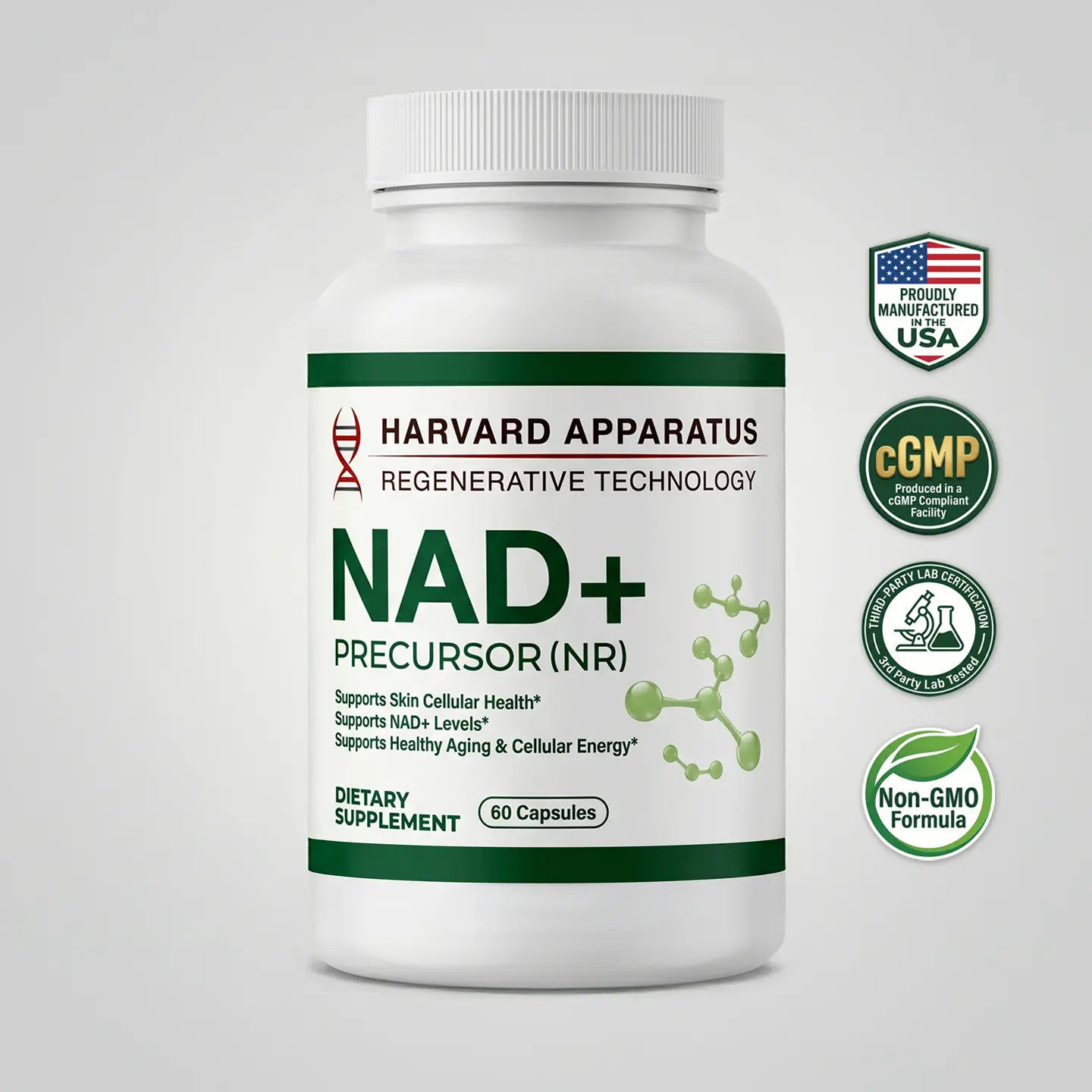 VITAJOURNEY NAD+ Support Supplement with Nicotinamide Riboside (NR), PQQ, Quercetin, Ergothioneine & B Vitamins, 9-in-1 Formula, 60 Capsules