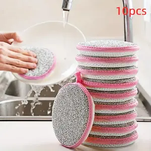 Double Sided Dish Washing Sponge, 10pcs Random Color Pan Pot Cleaning Sponge, Household Cleaning Tool for Kitchen, Dishwashing Sponge