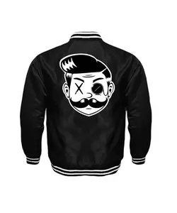 Barber Unisex Satin Baseball Jacket Striped Trim