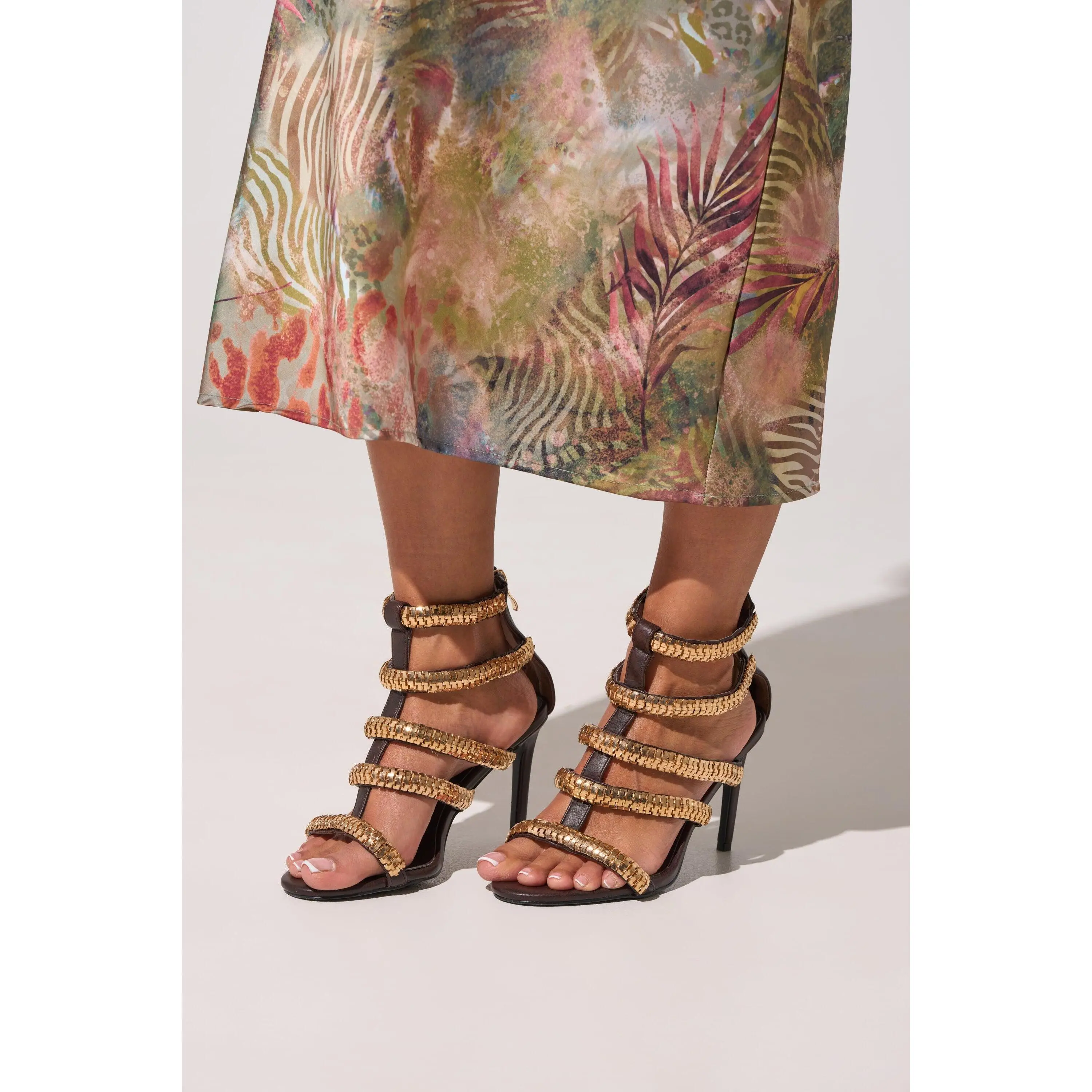 AZALEA WANG HERSILIE BROWN GLADIATOR STILETTO