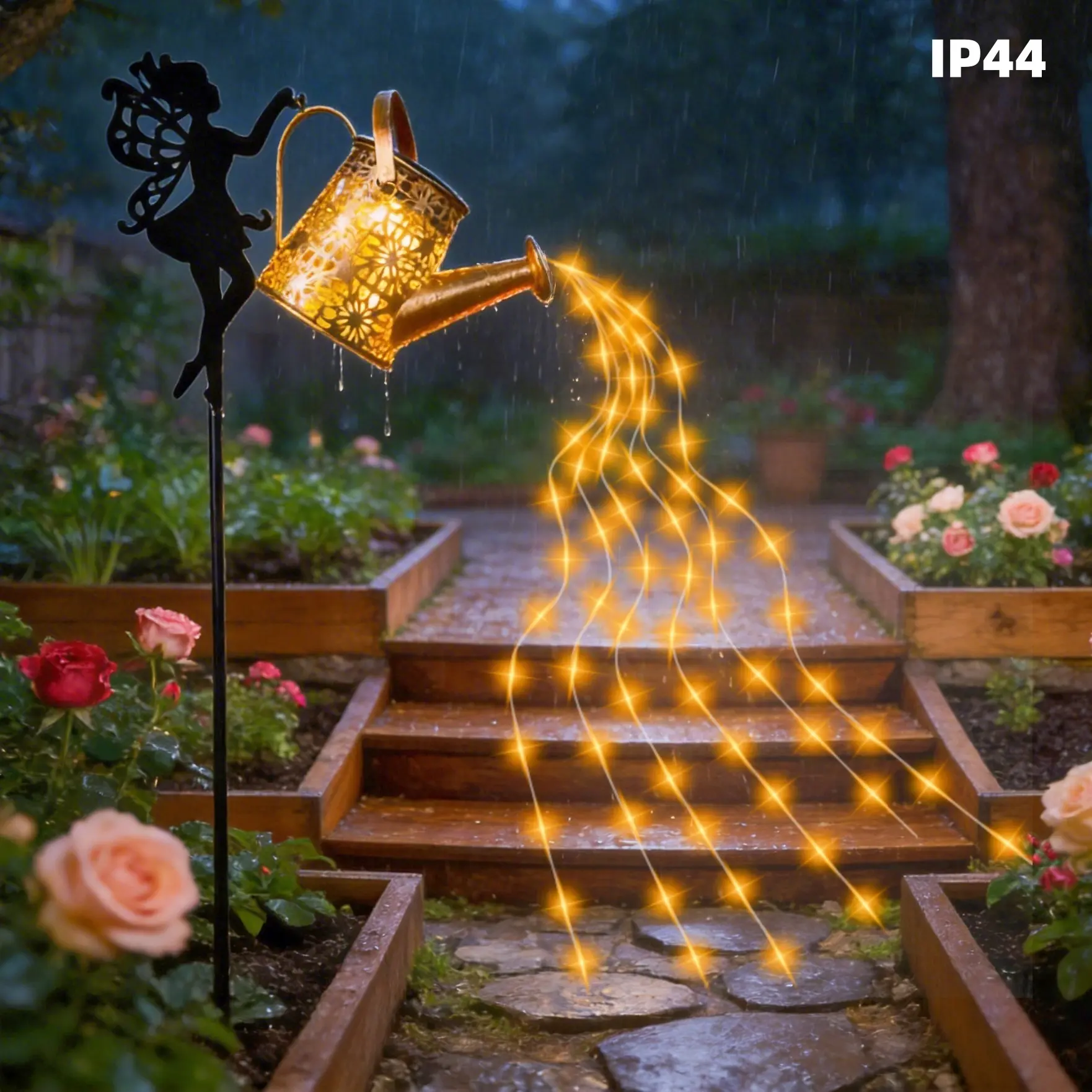 Solar Watering Can Lights - Solar Garden Lamps with 3D Stake Starry Sparkle, Waterfall Glow, Warm Light, No Electricity Needed, Outdoor Garden Accessories, Ideal for Villa Pathway, Great Holiday Gifts for Mom, 0-5 W