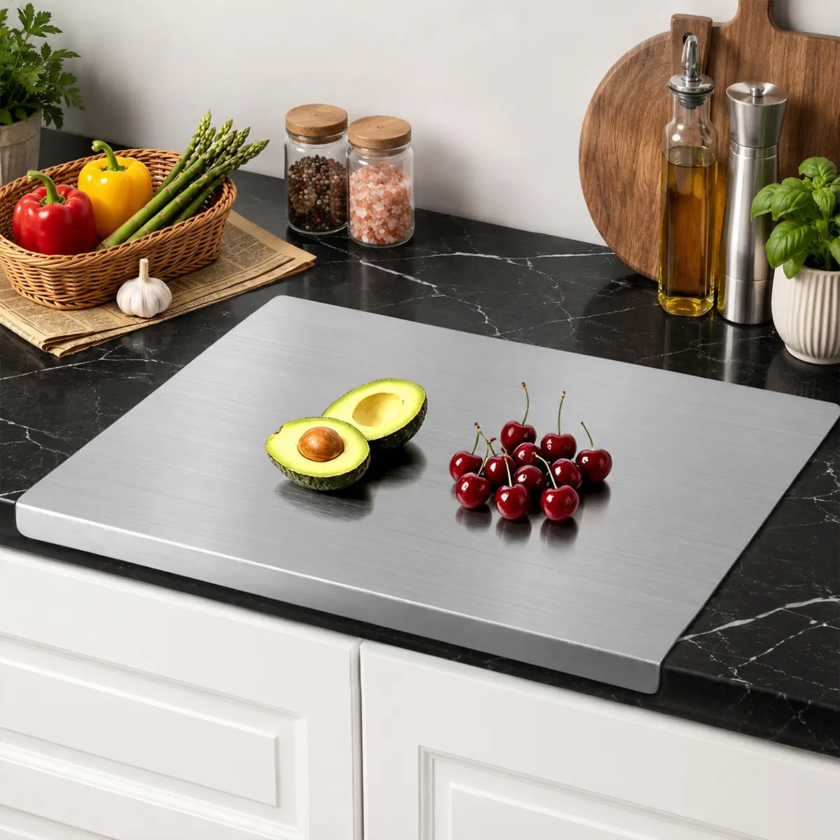 Rectangular Stainless Steel Non-Slip Chopping Board - Kitchen Cutting Accessory, Household Kitchen Gadget, 4th of July Utensil