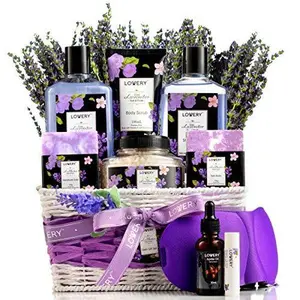 Lavender & Lilac Spa Gift Basket - 10Pc Body Care Package Comfort Set