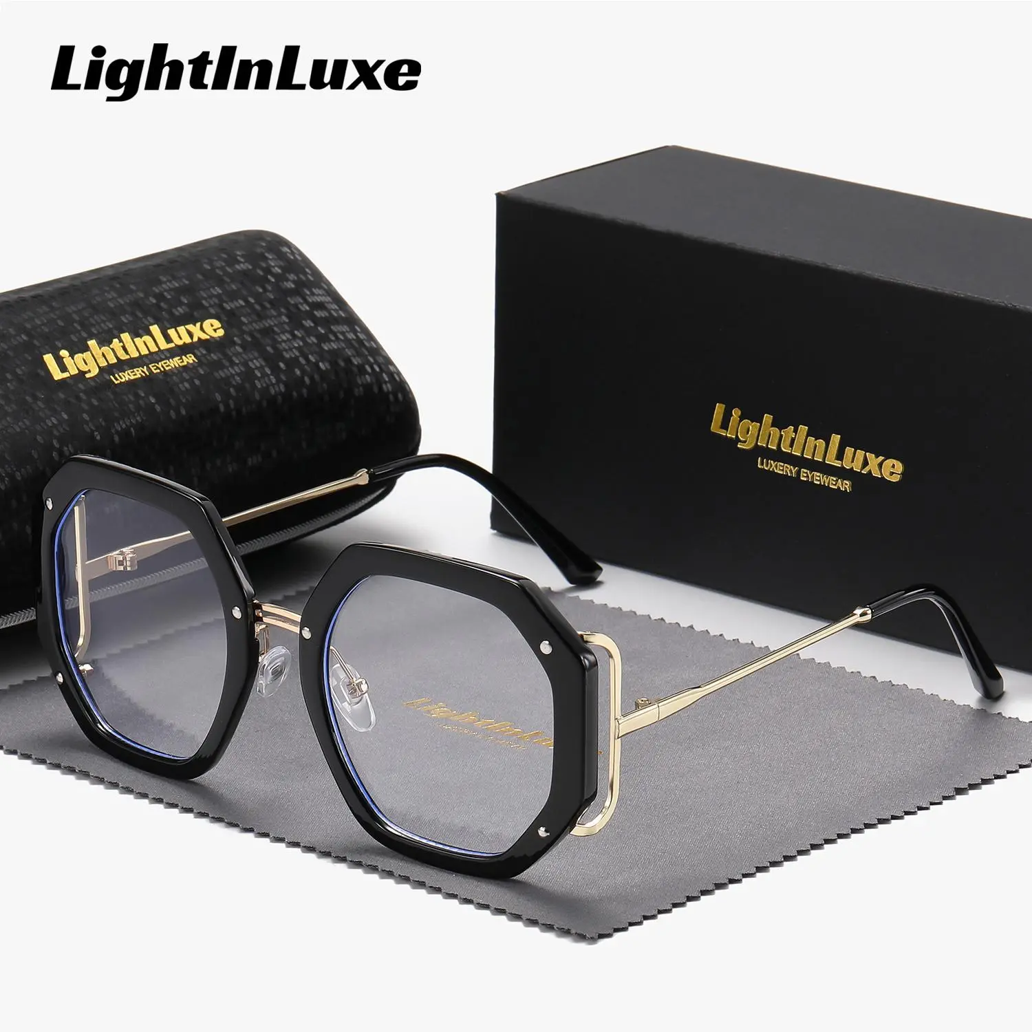 LightInLuxe Unisex functional Full-Frame Anti-Blue Light Outdoor Octagonal Glasses