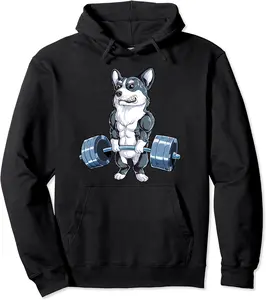 Corgi Weightlifting Funny Deadlift Men's Fitness Gym Workout Pullover Hoodie - Jasminean Shop 49B0BRCKD6LN