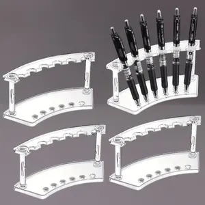4 Pcs Storage Plastic Transparent Pen Holder 6-Slot Eyebrow Pen Stand Makeup Brush Stand Fashion Accessories