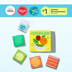 COCOLAB Happiness 4-Piece Set — 4pc Woven Dental Floss with Coconut Oil, Dentist-Designed Eco-Friendly Oral Care to Remove Plaque – 4 Waxed Floss Spools (33 yd, 2 month supply each)