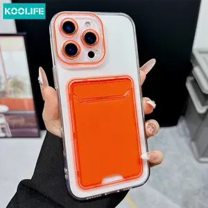 Koolife 1pc Clear Card Holder Phone Case, Minimalist Wallet Design, Convenient ID/Card Slot, Shockproof Soft TPU Cover for iPhone 11 12 13 14 15 16 17 Pro Max Plus