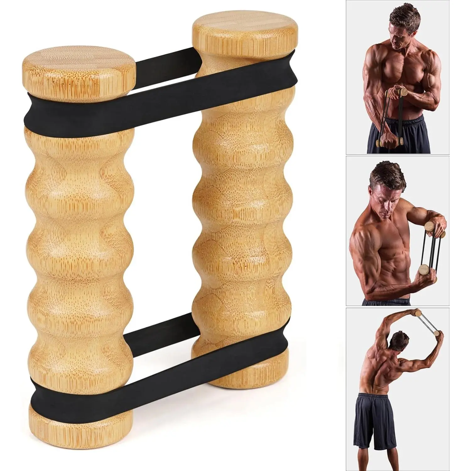 Rip Stick Efficient Upper Body Workout Equipment Home Gym, Adjustable Resistance Bands with Wooden Handles, Portable Exercise Equipment, Joint-Friendly, 8 Rip Stick Bands Included