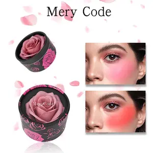 MERYCODE 3D Rose Petal Blush High-Pigment Soft Matte Long-Wear Cheek Color with 3D Carved Rose Design for Daily Makeup & Photo-Ready Looks
