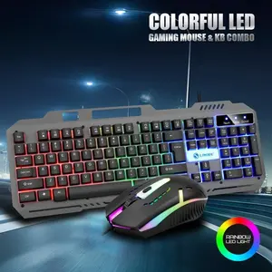 T25 Pro Gaming Keyboard and Mouse Combo - Rainbow, LED Backlit, Lighted Mechanical, Durable Keyboard with Metal Panel, 3-Speed DPI Mouse, Phone Holder, Anti-Slip Build, for PC/PS5 Gamers, Mother's Day Gift, Rainbow Keyboard