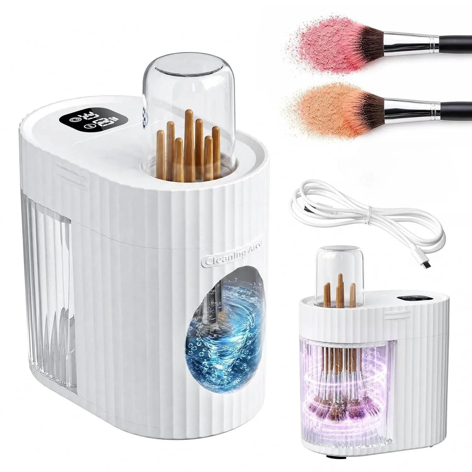 Pet Supplies 3-In-1 USB Powered Electric Brush Cleaner & Automatic Dryer, 1-Touch Op., Portable Deep Clean Machine, Fits Most Sizes [No Brushes Included]
