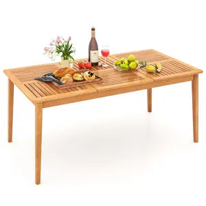 COSTWAY - 6-Person Outdoor Acacia Wood Rectangular Bistro Dining Table