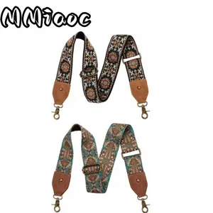 summerwins 2pcs Detachable Adjustable Bag Straps, 2-in Width, Vintage Crazy Horse Style, Jacquard Embroidery with Various Patterns, Fits Crossbody Bags Handbags Wallet Crafts, Detachable Bag Straps