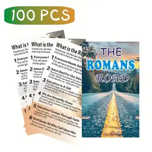 100 Gospel Tracts, Salvation Cards, Pocket Prayer Postcards, Christian Inspirational Bible Verse Gifts(Matte Finish — The Roman Road)Suitable for Wallet Plans, Bookmarks, And Outreach to Christian Youth of gift。