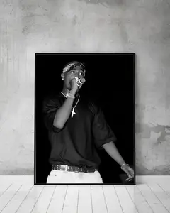 Tupac Shakur Poster, Tupac Print, Rap Poster Rapper Poster, Black And White