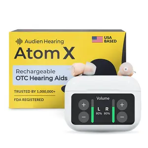 Audien Atom X OTC Hearing Aids for Adults – Premium Rechargeable In-Ear Hearing Aids with Touchscreen Volume Control, No Prescription