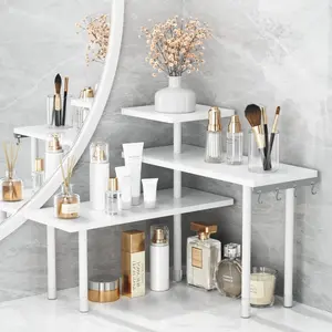 White 3-Tier Kitchen Corner Shelf - Space Saver Organizer w/Hooks & Easy Assembly