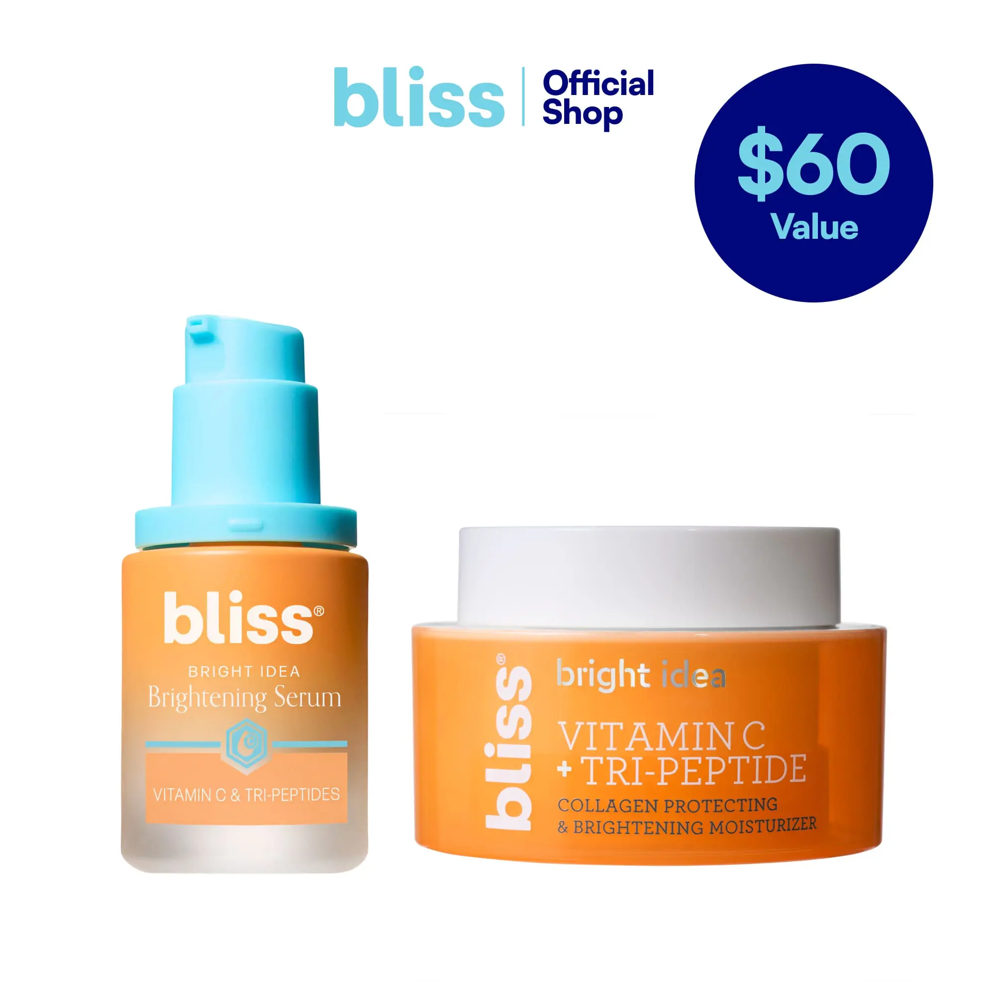 Bliss Vitamin C + Tri-Peptide Face Serum + Brightening Moisturizer Set
