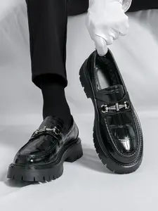 Men's Fashionable Solid Color PU Leather Loafers, Casual Comfortable Slip-on Shoes for Daily Wear, Breathable Non-slip Shoes for Men