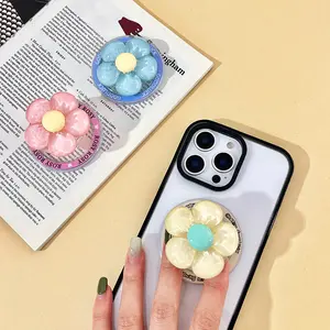 Magnetic Daisy Phone Grip Stand – Foldable Cute Solid Color Holder Compatible with Magsafe for Smartphones & Tablets