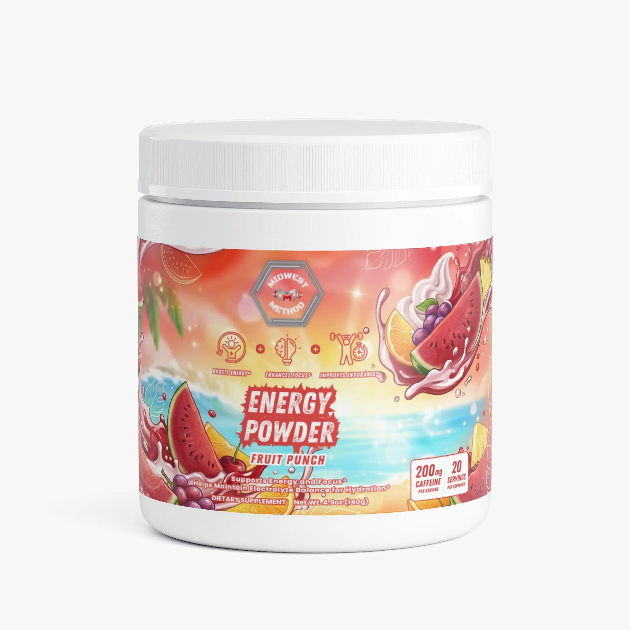 Midwest Method Energy Powder - Fruit Punch | 200mg Caffeine | 20 Servings