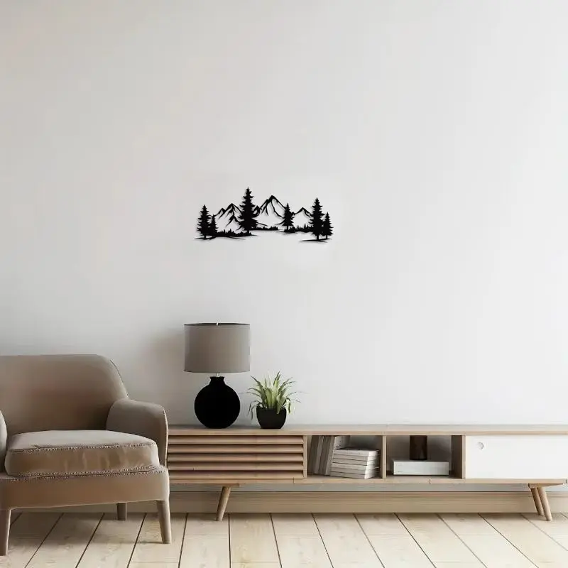 Mountain & Tree Pattern Wall Art, Rustic Forest & Mountain Wall Decor, Artistic Nature Wall Decor for Home Living Room Bedroom Farmhouse, Gift, Decoration, Decorative Artwork, Decoration Items