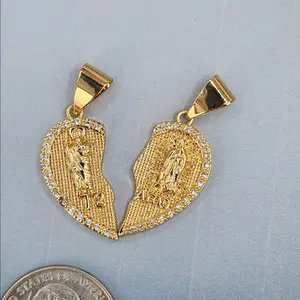 SAINT JUDE & VIRGIN MARY pendant heart te amo Gold-plated