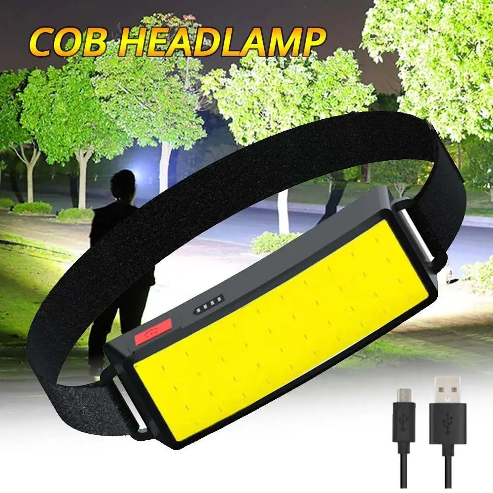 Rechargeable LED Headlamp with Wide Beam, High-Lumen COB Light & 3 Modes - Adjustable Hiking Flashlight for Camping & Fishing, Usb Cable, Abs Plastic, Waterproof Ipx4, Adjustable Light Modes