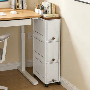 19.5cm Face Width [3/4/5/6 Layers Available] White Foldable Storage Cabinet with Lid, Thickened PP Material, Multi-Layer Partitioned Storage Cabinet, Large Capacity for Clothing, Toys, Shoes, and Snacks. Suitable for Bedrooms, Homes, Bathrooms, Laundry Ro