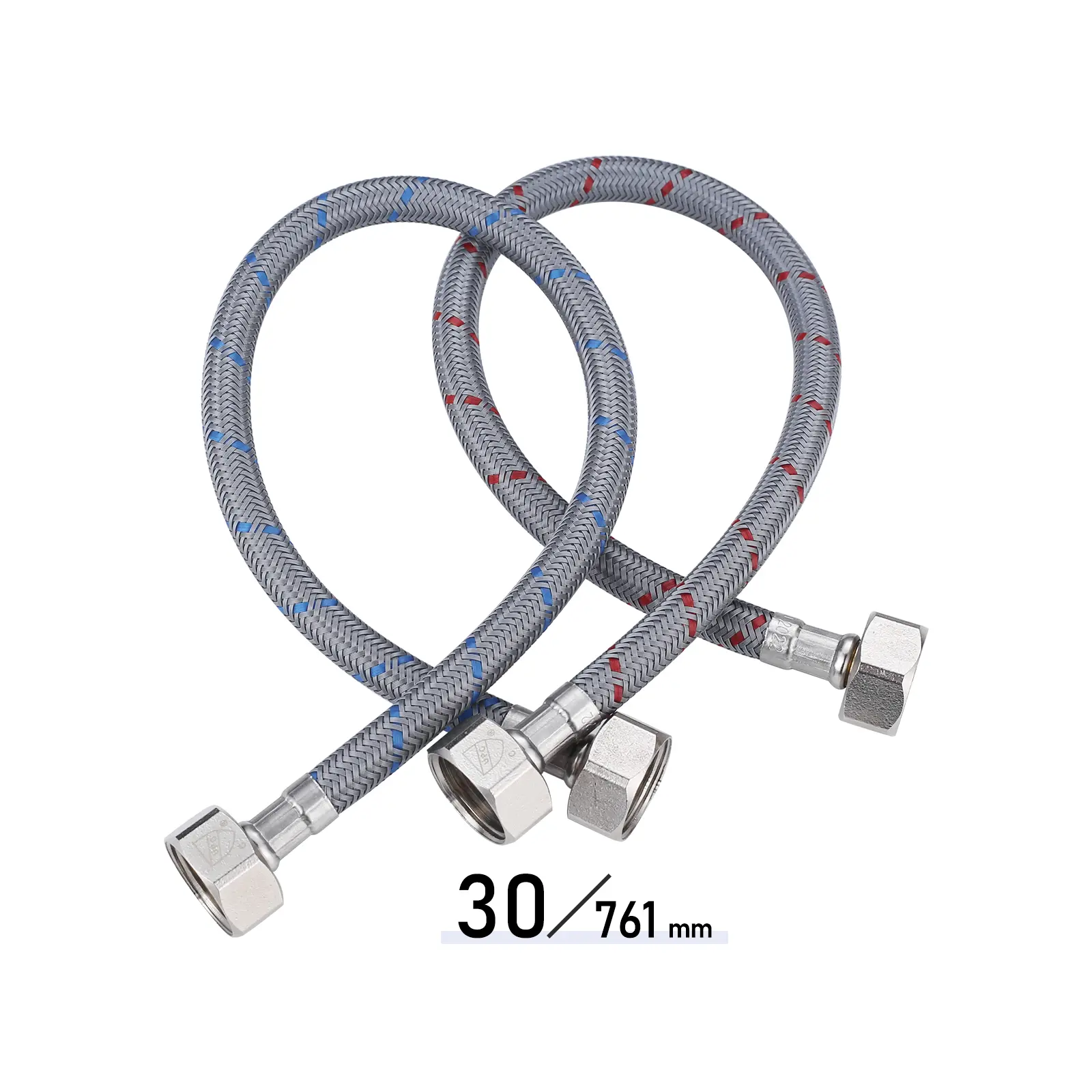 WOWOW 2-Pack 30-Inch 1/2-Inch FIP cUPC Metallic Flexible Metal Braided Stainless Steel Faucet Supply Lines, Leak-Proof Easy-Install Pipe Fittings & Accessories for Kitchen Sink, Water-Saving Adjustable Flexible Hose Pipes, Flexible Metal Hose, Flexible Ho