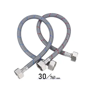 30 Inch Length Faucet Hose 1/2” to 1/2”, Braided Stainless Steel cUPC Supply Lines 1/2 Inch FIP x 1/2 Inch FIP Sink Hose Attachment for Faucet 1 Pair