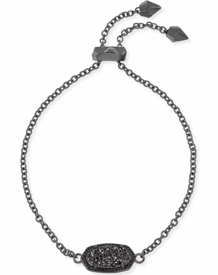 Kendra Scott Elaina Gunmetal Adjustable Chain Bracelet in Black Drusy 4217714524