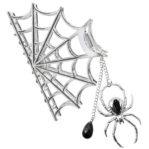 Spider Charm Web Claw Clip Silver