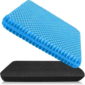 Plus Size Gel Cushion for Long Sitting, Breathable Honeycomb Pressure Relief Pad for Office Chair, Car & Wheelchair (Plus Size - Blue)