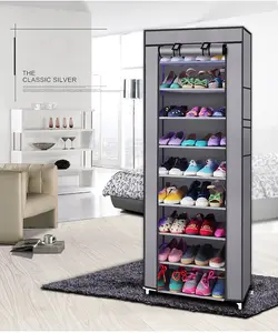 Fashionable Room-saving 9 Lattices Non-woven Fabric Shoe Rack Gray/Red/Rose Red/Rack Coffee/Black