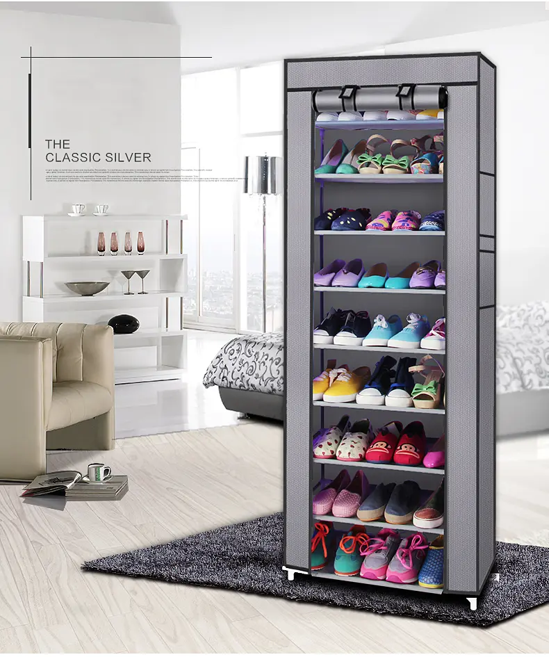 Fashionable Room-saving 9 Lattices Non-woven Fabric Shoe Rack Gray/Red/Rose Red/Rack Coffee/Black
