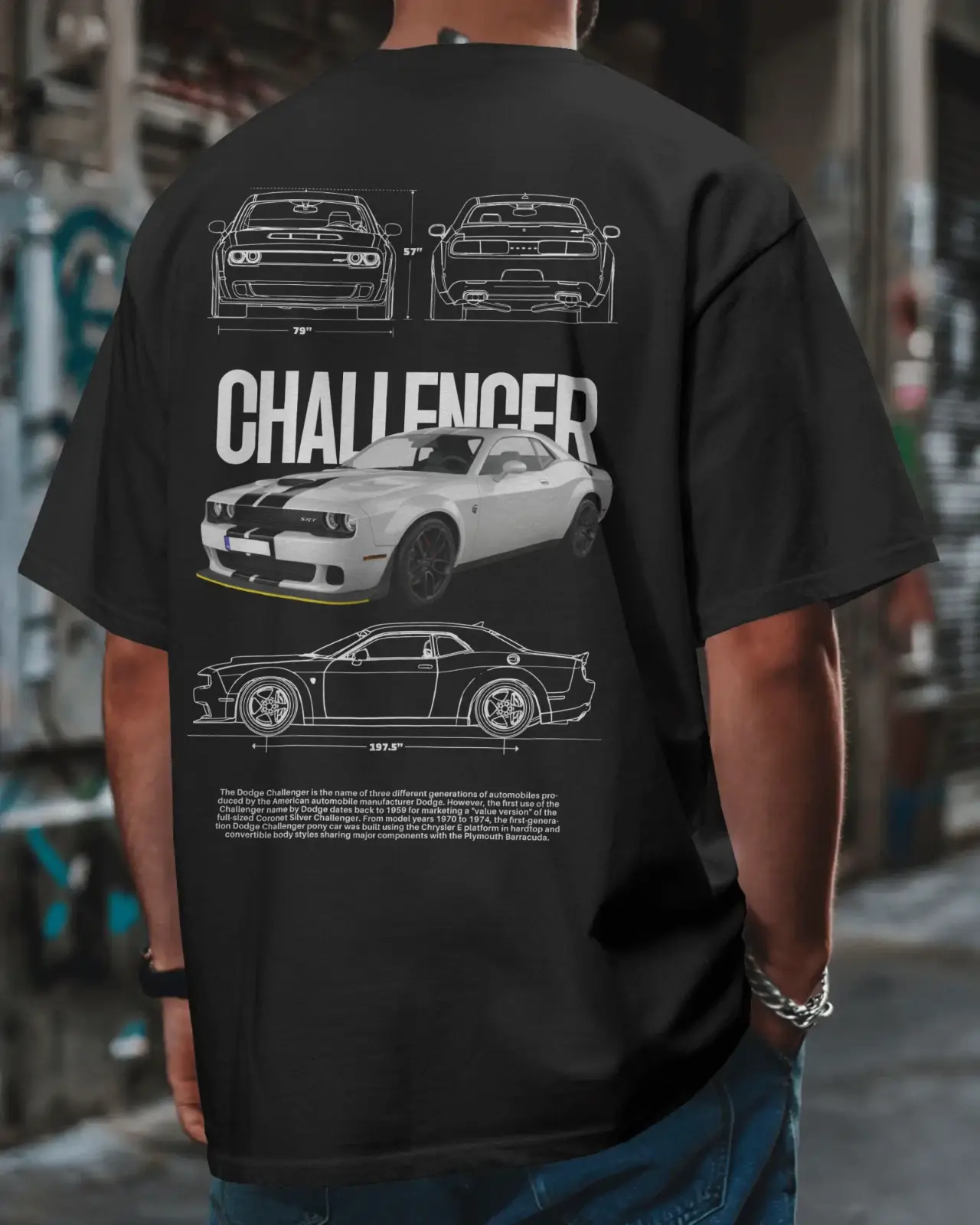 Dodge Challenger Blueprint Muscle Car Graphic Tee, Race Car, Car Lover Shirt, Fashion Cotton, Full Colors, Full Sizes, For Men, For Women
